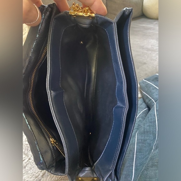 Vintage Needlepoint and Leather Blue Shoulder Bag - Picture 10 of 11